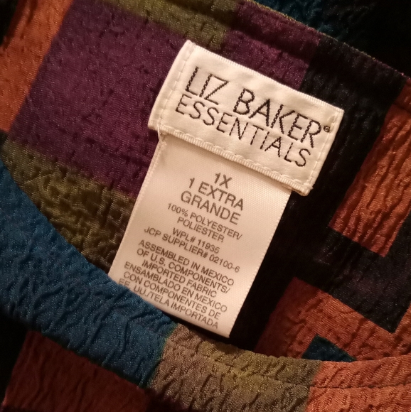 Liz Baker Essentials Multi Color Casual Top Sz 1X - Picture 4 of 5